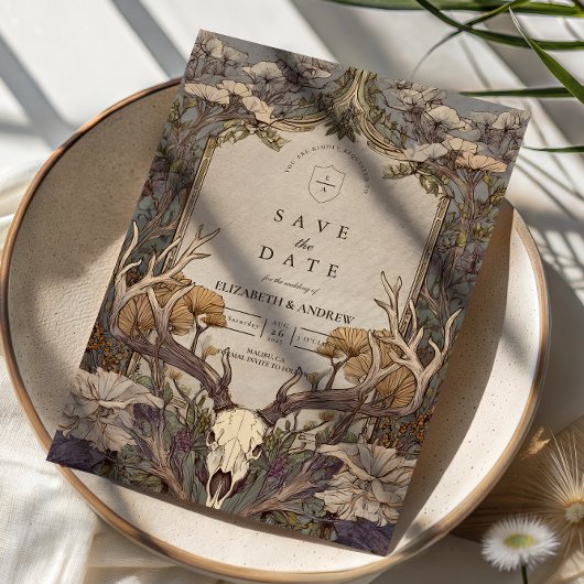 Boho Forest Antler Wedding Save The Date