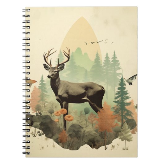 Boho Forest Deer Spiral Notitieboek (Voorkant)