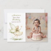 Boho forest Fairy First birthday photo Bedankkaart (Achterkant)