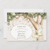 Boho forest Fairy First birthday photo Bedankkaart (Voorkant)