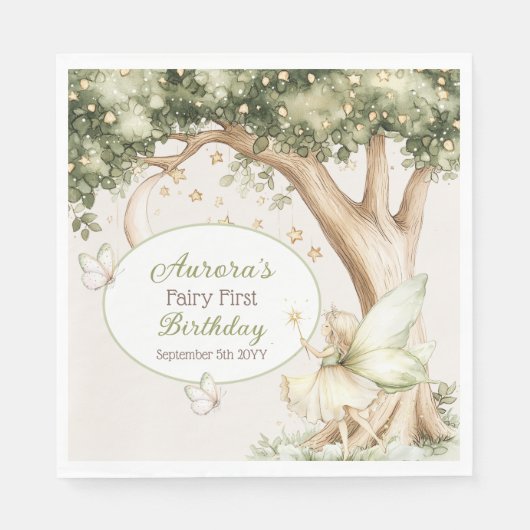 Boho forest Fairy First birthday photo Servet (Voorkant)