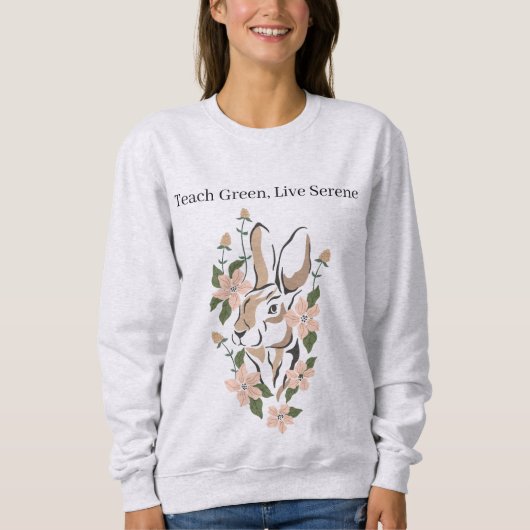 Boho Forest Floral Hare Teach Green Live Serene Trui (Voorkant)
