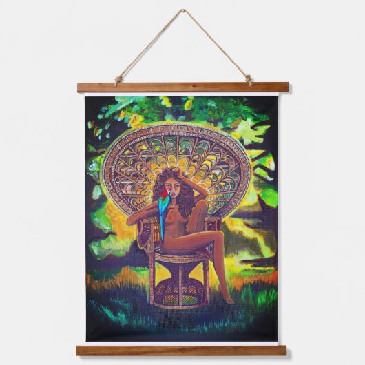BOHO FOREST GIRL PAPEGAAI HANGEND WANDKLEED (Voorkant)