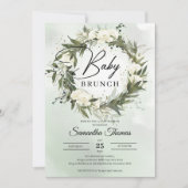 Boho Forest greenery foliage white roses brunch Kaart (Voorkant)