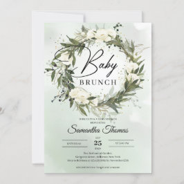 Boho Forest greenery foliage white roses brunch Kaart