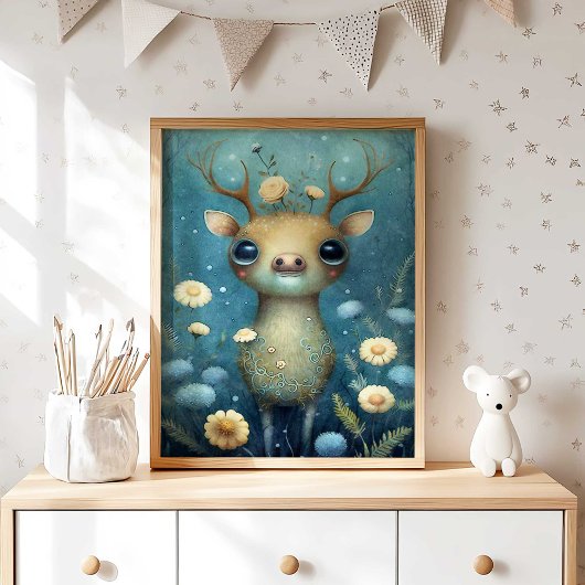 Boho Forest Herten Muurdecoratie voor Kinderkamer  Poster
