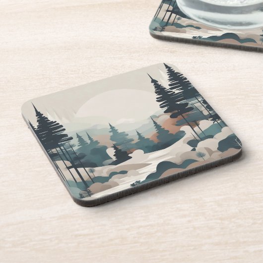 Boho Forest Landschap Kunstwerk Bier Onderzetter (Linkerzijde)