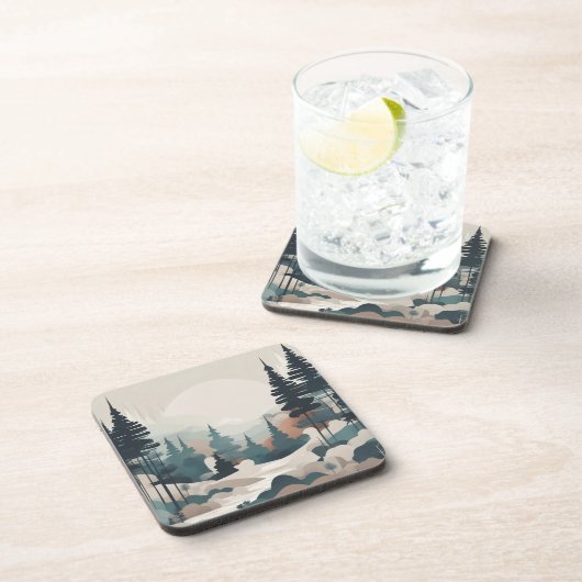 Boho Forest Landschap Kunstwerk Bier Onderzetter (Rechterzijde)