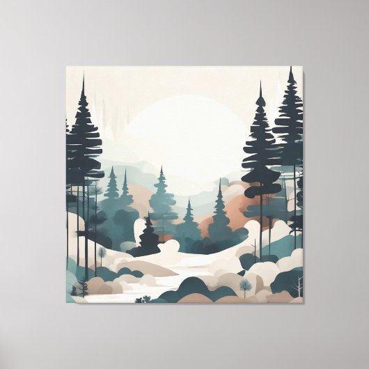 Boho Forest Landschap Kunstwerk Canvas Afdruk (Voorkant)