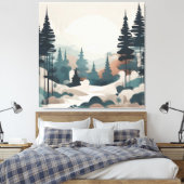 Boho Forest Landschap Kunstwerk Canvas Afdruk (Insitu (Slaapkamer))