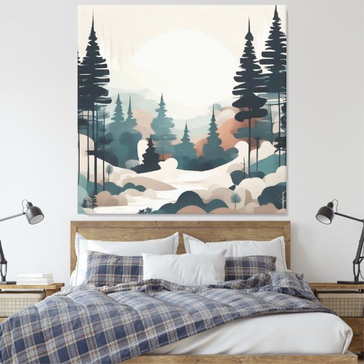 Boho Forest Landschap Kunstwerk Canvas Afdruk (Insitu (Slaapkamer))