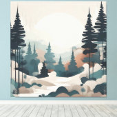 Boho Forest Landschap Kunstwerk Canvas Afdruk (Insitu (Houten vloer))
