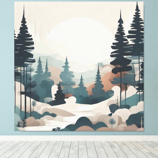 Boho Forest Landschap Kunstwerk Canvas Afdruk (Insitu (Houten vloer))