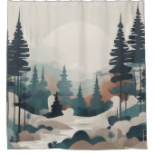 Boho Forest Landschap Kunstwerk Douchegordijn (Voorkant)
