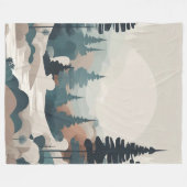 Boho Forest Landschap Kunstwerk Fleece Deken (Voorkant (Horizontaal))