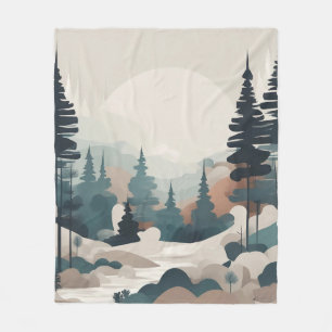 Boho Forest Landschap Kunstwerk Fleece Deken