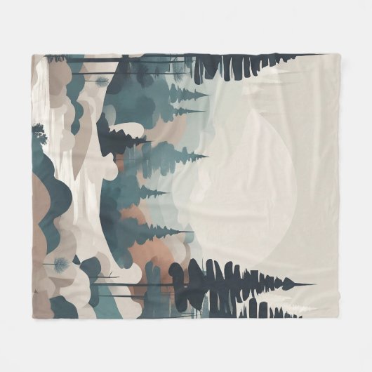 Boho Forest Landschap Kunstwerk Fleece Deken (Voorkant (Horizontaal))