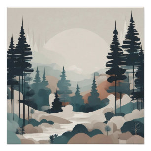 Boho Forest Landschap Kunstwerk Perfect Poster