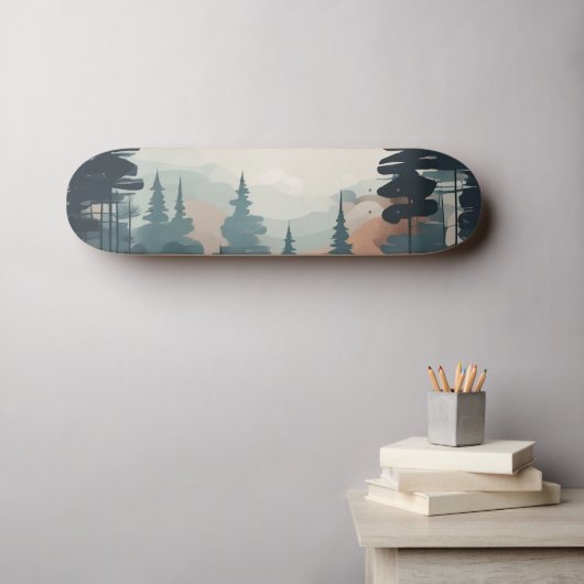 Boho Forest Landschap Kunstwerk Persoonlijk Skateboard (Muurkunst (Horizontaal))