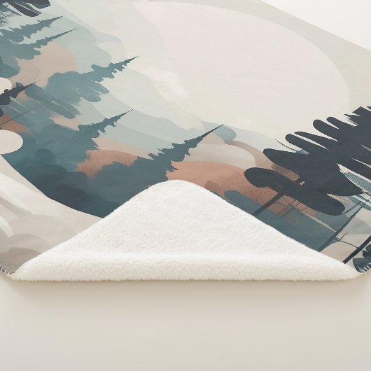 Boho Forest Landschap Kunstwerk Sherpa Deken (3/4)