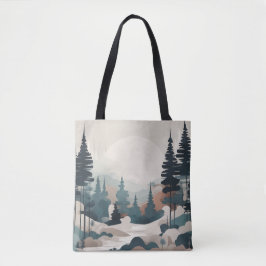 Boho Forest Landschap Kunstwerk Tote Bag