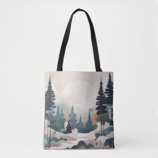 Boho Forest Landschap Kunstwerk Tote Bag (Voorkant)