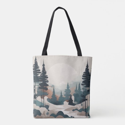 Boho Forest Landschap Kunstwerk Tote Bag (Achterkant)