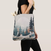 Boho Forest Landschap Kunstwerk Tote Bag (Dichtbij)