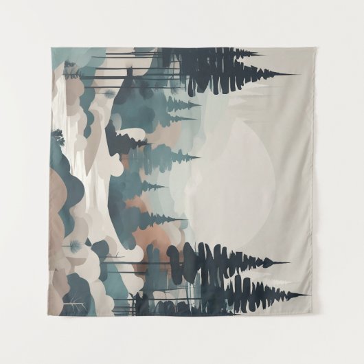 Boho Forest Landschap Kunstwerk Wandkleed (Voorkant (horizontaal))