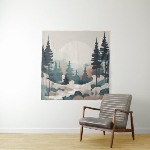 Boho Forest Landschap Kunstwerk Wandkleed