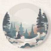 Boho Forest Landschap Kunstwerk Zandsteen Onderzetter (Voorkant)