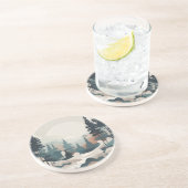 Boho Forest Landschap Kunstwerk Zandsteen Onderzetter (Zijkant)