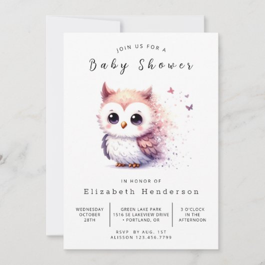 Boho Forest Owl Baby shower Kaart (Voorkant)