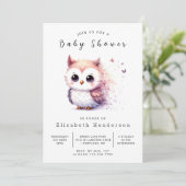 Boho Forest Owl Baby shower Kaart (Staand voorkant)