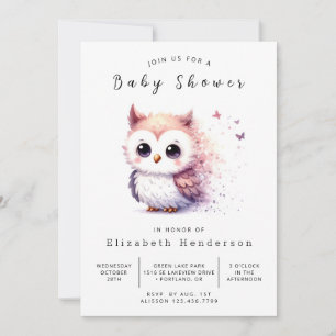 Boho Forest Owl Baby shower Kaart