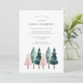 Boho Forest Trees Baby shower Invitation Kaart (Staand voorkant)