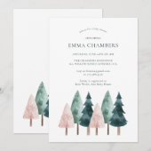 Boho Forest Trees Baby shower Invitation Kaart (Voorkant / Achterkant)