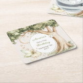 Boho Forest Watercolor Fairy First birthday Kartonnen Onderzetters (Schuin)