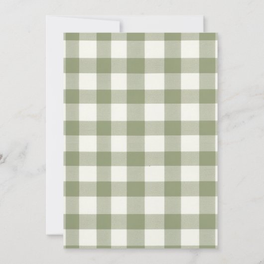 Boho forest wild animals baby shower Green Gingham Kaart (Achterkant)