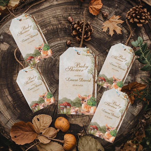 Boho Forest Woodland Animals Rustiek Baby shower Cadeaulabel