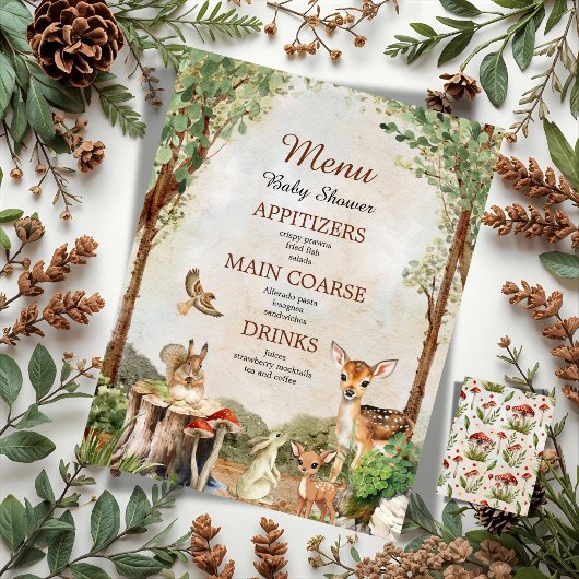Boho Forest Woodland Animals Rustiek Baby shower Flyer