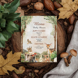 Boho Forest Woodland Animals Rustiek Baby shower Flyer