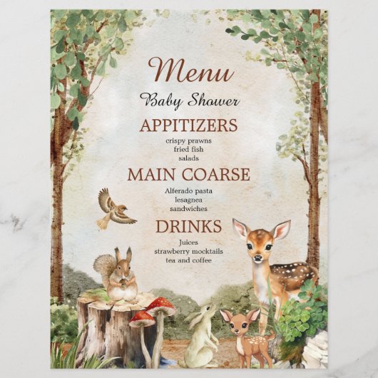 Boho Forest Woodland Animals Rustiek Baby shower Flyer (Voorkant)