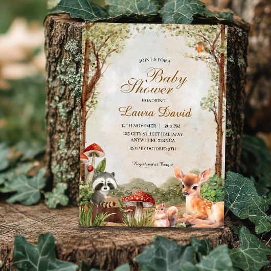 Boho Forest Woodland Animals Rustiek Baby shower Kaart