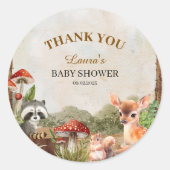 Boho Forest Woodland Animals Rustiek Baby shower Ronde Sticker (Voorkant)
