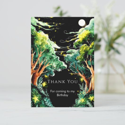 Boho Forest Woodland Verjaardag Bedankkaart (Staand voorkant)