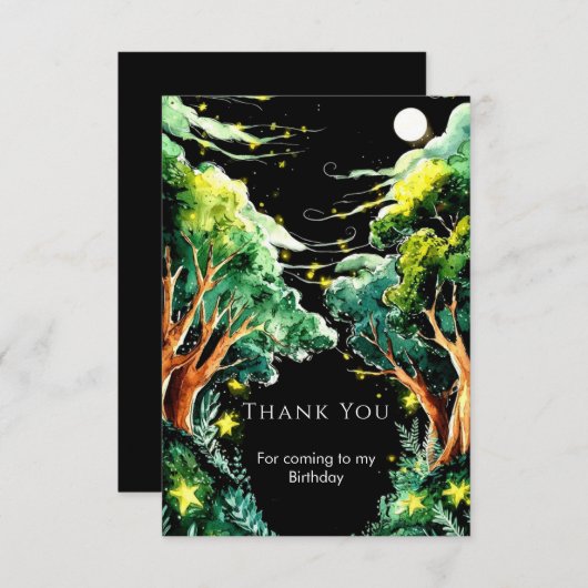 Boho Forest Woodland Verjaardag Bedankkaart (Voorkant / Achterkant)