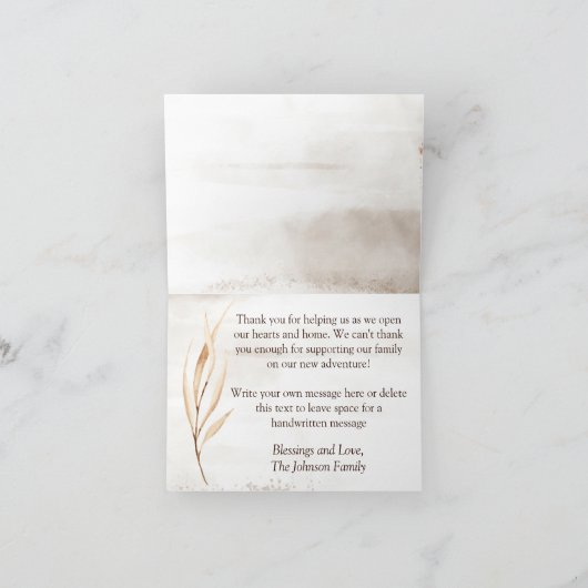 Boho Foster Care & Adoptie Baby/Kinderdouche Bedankkaart (Binnen)