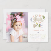 Boho foto 1e verjaardag bedankje bedankkaart (Voorkant)