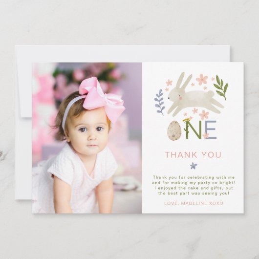 Boho foto 1e verjaardag bedankje bedankkaart (Voorkant)